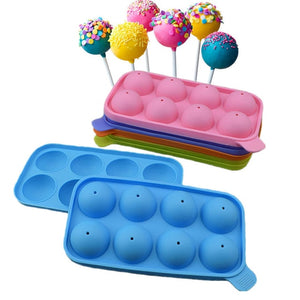 8/12 Holes Round Ball Lollipop Mold Cake Shop Chocolate Mold Heart Cake Pops Maker Candy DIY Mold Tool With Sticks