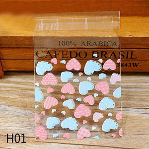 50pcs Cute Cartoon Plastic Bag Wedding Birthday Party Favors Cookie Candy Gift Packaging Bags OPP Self Adhesive Pouch Bags