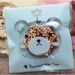 50pcs Cute Cartoon Plastic Bag Wedding Birthday Party Favors Cookie Candy Gift Packaging Bags OPP Self Adhesive Pouch Bags