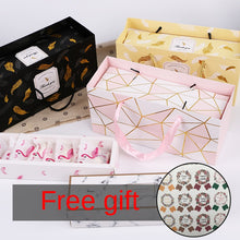 Load image into Gallery viewer, Creative Flamingo Gift Box Marble Paper Bag Nougat Cookies Tote Bags Wedding Chocolate Cake Packing Paper Boxes Party Supplies