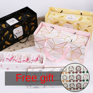 Creative Flamingo Gift Box Marble Paper Bag Nougat Cookies Tote Bags Wedding Chocolate Cake Packing Paper Boxes Party Supplies