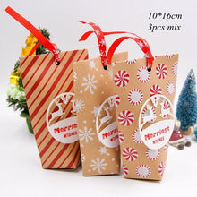 Load image into Gallery viewer, 5pcs House Shape Christmas Candy Gift Bags With Ropes Xmas Tree Cookie Bags Merry Christmas Guests Packaging Boxes Party Decor