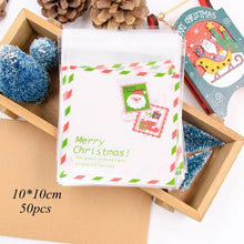 Load image into Gallery viewer, 5pcs House Shape Christmas Candy Gift Bags With Ropes Xmas Tree Cookie Bags Merry Christmas Guests Packaging Boxes Party Decor