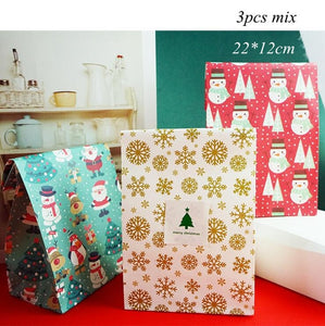 5pcs House Shape Christmas Candy Gift Bags With Ropes Xmas Tree Cookie Bags Merry Christmas Guests Packaging Boxes Party Decor