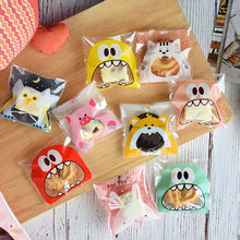 Load image into Gallery viewer, 100pcs Big Teech Mouth Cute Monster Plastic Birthday Cookie Bag Wedding Candy Gift Packaging Bags OPP Self Adhesive Party Favors