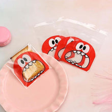 Load image into Gallery viewer, 100pcs Big Teech Mouth Cute Monster Plastic Birthday Cookie Bag Wedding Candy Gift Packaging Bags OPP Self Adhesive Party Favors