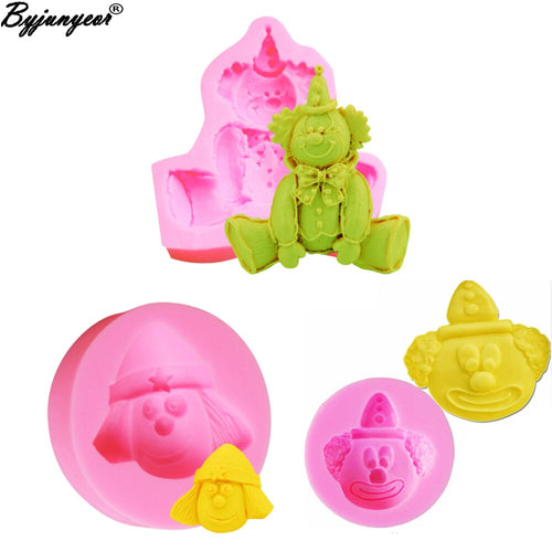 M2031 3D Silicone Clown Mold Baking Fondant Cake Tool Chocolate Candy Cookies Pastry Soap Moulds