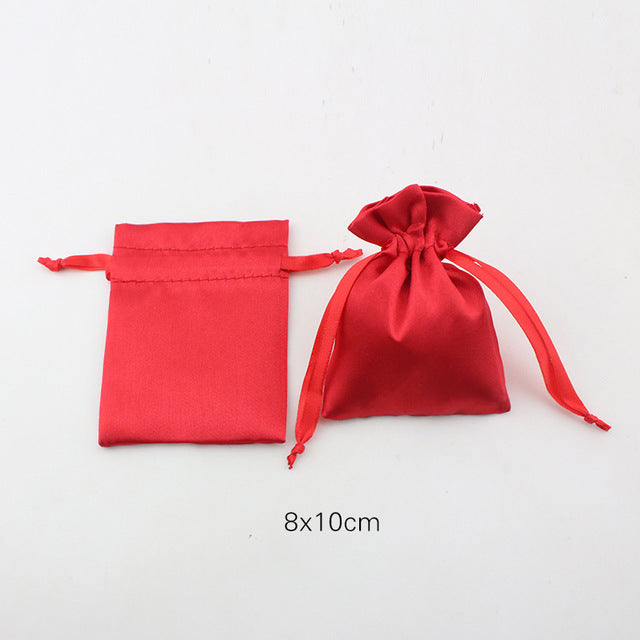 10pcs/lot 8x10cm Silk Satin Drawstring Pouches Necklace Jewelry jewelry Packaging Christmas Wedding Party Gift  Decoration Bags