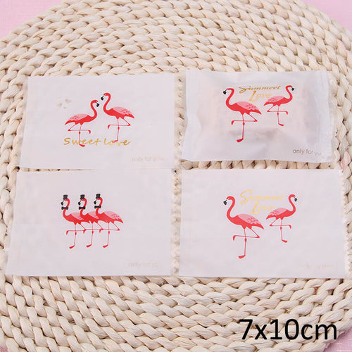 100 flamingo biscuit bags high quality small gifts wedding birthday party decoration baking accessories