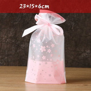 New 10Pcs/lot Plastic Gift Bags For Cookie Biscuits Snack Baking Packaging Cute Stripe Santa Candy Bag Festival Party Supplies