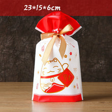 Load image into Gallery viewer, New 10Pcs/lot Plastic Gift Bags For Cookie Biscuits Snack Baking Packaging Cute Stripe Santa Candy Bag Festival Party Supplies