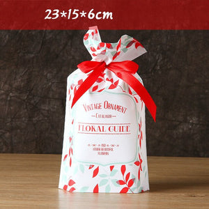 New 10Pcs/lot Plastic Gift Bags For Cookie Biscuits Snack Baking Packaging Cute Stripe Santa Candy Bag Festival Party Supplies