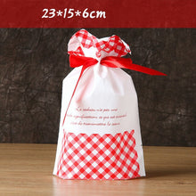 Load image into Gallery viewer, New 10Pcs/lot Plastic Gift Bags For Cookie Biscuits Snack Baking Packaging Cute Stripe Santa Candy Bag Festival Party Supplies