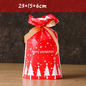 New 10Pcs/lot Plastic Gift Bags For Cookie Biscuits Snack Baking Packaging Cute Stripe Santa Candy Bag Festival Party Supplies