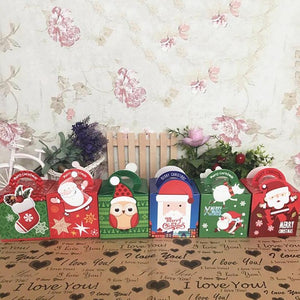 12pcs Merry Christmas Candy Gift Boxes Cartoon Santa Claus Snowman Christmas Party Goody Favor Gift Bags Xmas Party Decorations