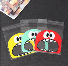 Load image into Gallery viewer, 100Pcs Cute Big Teech Mouth Monster Plastic Bag Wedding Birthday Cookie Candy Gift Packaging Bags OPP Self Adhesive Party Favors