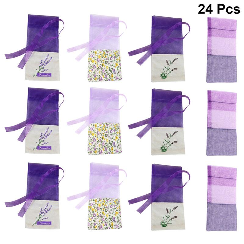 24pcs Floral Printing Lavender Bags Empty Fragrance Pouch Sachets Bag for Relaxing Sleeping