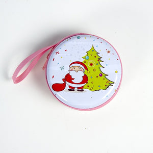 Cartoon Tinplate Christmas Gift Box Santa Snowman Elk Gift Bag Children Xmas Gift Coin Purse Key Headset Storage Bag Xmas Decors