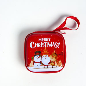 Cartoon Tinplate Christmas Gift Box Santa Snowman Elk Gift Bag Children Xmas Gift Coin Purse Key Headset Storage Bag Xmas Decors