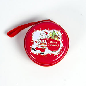 Cartoon Tinplate Christmas Gift Box Santa Snowman Elk Gift Bag Children Xmas Gift Coin Purse Key Headset Storage Bag Xmas Decors