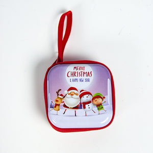 Cartoon Tinplate Christmas Gift Box Santa Snowman Elk Gift Bag Children Xmas Gift Coin Purse Key Headset Storage Bag Xmas Decors