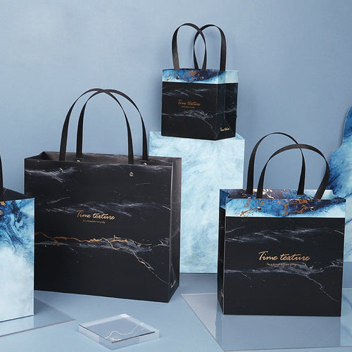 1pc marble Exquisite gift bag Simple Brief business gift bag Paper shopping bag Packing articles