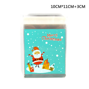 25Pcs/lot Cute Cartoon Gifts Bags Christmas Cookie Packaging Self-adhesive Plastic Bags For Biscuits Birthday Candy Cake Package