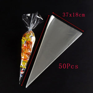 50pcs Plastic Gift Cookie Bag Unicorn Horn Candy Bags Unicorn Party Supplies Birthday Party Decorations Kids Easter Supplies