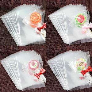 100 Pcs Gift Lollipop Cookie Bag Packaging Open Transparent Wedding Favor Cellophane  Small Plastic Wrapping Supplies