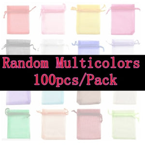 100pcs/lot  Multi-colors 5x7cm (2x3inch)Jewelry Packing Drawable Organza Bags Wedding Birthday Candy Gift Bags & Pouches